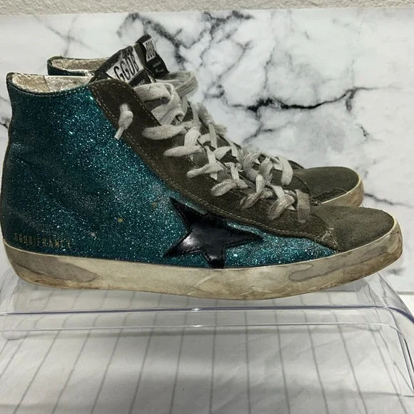 Golden Goose Women's Teal and Black Glitter Sneakers trainers Size 39 EU - Picture 6 of 12
